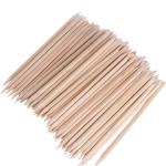 Orange Wood Nail Sticks Double Sided Cuticle Pusher Tool 100 Pcs