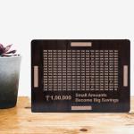 Wooden Money Piggy Bank with Savings Chart 100,000 Rupees ( 1 Piece).