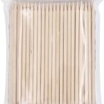 Orange Wood Nail Sticks Double Sided Cuticle Pusher Tool 100 Pcs