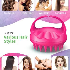 SKINPLUS Hair Scalp Massager Shampoo Brush with Soft Silicone Bristles (MULTICOLOUR) 1 Pcs