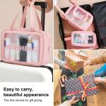 Make up Bag for Home & Travel, Toiletry Bag  (Set of 3 Light Pink)
