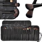 24 Piece Makeup Brush Set with PU Leather Case (Black)