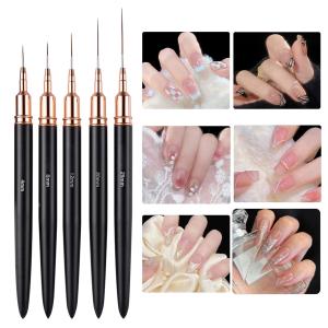 Nails Art Brush Nails Art Liner Brush Practical Nails Brush Nails Dotting Drawing Tool Nails Painting Pen For Salons (Black).