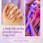 Powder, 2 Nail Art Mirror Glitter Effect Powder Dust Gold Silver Chrome Nail Powder
