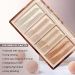 4 Color Palette Smooth Shine Highlighter Waterproof Long-Lasting 1 Pcs