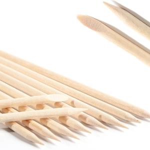 Orange Wood Nail Sticks Double Sided Cuticle Pusher Tool 100 Pcs