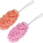 Loofah Back Scrubber for Shower, Long Handle Bath Sponge Shower Brush 2 Pcs