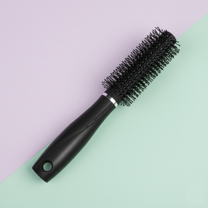 2 Pcs Hair Brush Comb Round Comb Twill with Wood Handle for Hair Drying Styling Curling (Black)