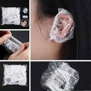 Waterproof Ear Shower Caps, Plastic Hair Dye Ear Protectors, Clear Bathing Ear Covers, Elastic Hair Cut Ear.( 100 Piece)