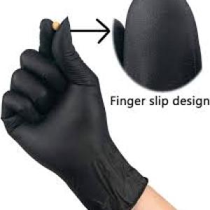 (Pack of 100) Food Service Gloves, Highly Elastic Protective PVC Gloves for Catering and Cleaning (Black)