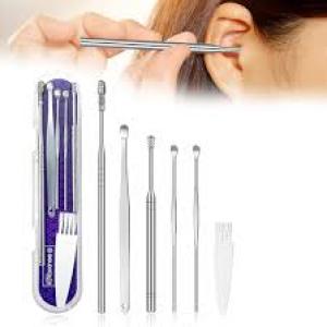 6 Pcs Ear Wax Cleaner, Ear Pick Earwax Removal Kit, Ear Cleansing Tool Set, with a Storage Box (Silver, 6pcs)