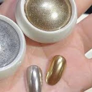 Powder, 2 Nail Art Mirror Glitter Effect Powder Dust Gold Silver Chrome Nail Powder