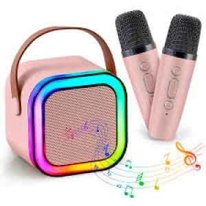 Wireless Mics Portable Bluetooth Speaker & Dynamic Lights Birthday Gift for Girls, Boys