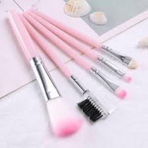 Mini 5 In 1 Makeup Mini Brushes Set for Women's & Girls (Pink).