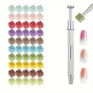 204Pcs Colorful Soft Nail Sponges With Grabbing Pen.