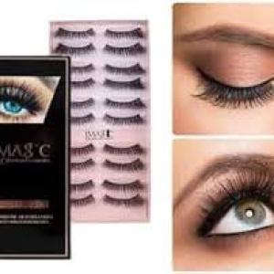 Professional Synthetic Fibers False Eyelashes, 3D Eyelashes Pack 10 Pairs of 1