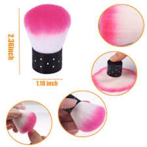Nail Art Soft Nail Cleaner Brush Mini Stainless Steel Handle Remove Dust Small (Multicolor) 1pcs.