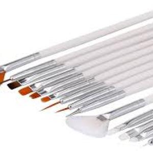 15 Pcs Cosmetic Nail Art Polish Painting Draw Pen Brush Tips Tools Set(White).
