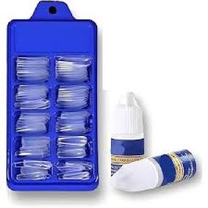 100pcs Transparent Nails and 2 pcs fake nails glue .