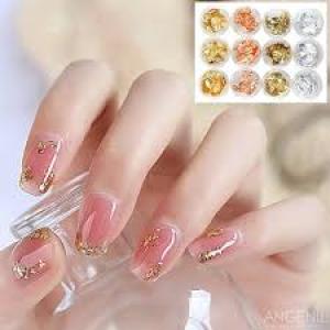 Professional 12 Box Gold Silver Copper Foil Tinfoil Paillette Chip Foil Nail Glitter(Pack of 1).