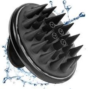 Scalp Massager Shampoo Brush |Natural Stone for Face Neck Healing Skin.(Black).1 Piece.
