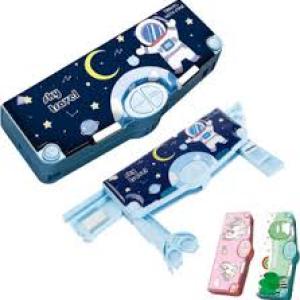 Multi-Functional Pencil Box For Kids, Space Pencil Box For Boys & Girls, Magnetic Pencil Box (Pack of 1).