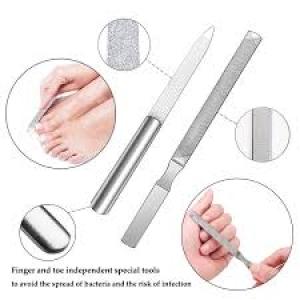 Pack 2 Stainless Silver Steel Nail Filers (5 Inches)  (Set of 2)