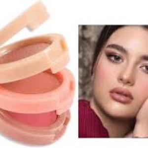 Professional Long Lasting Waterproof 3in1 Makeup Blusher & Highlighter For Girls & Women Pack of 1