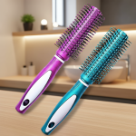 2 Pcs Professional Round Hair Brush With Rubber Grip Handle For Men & Women