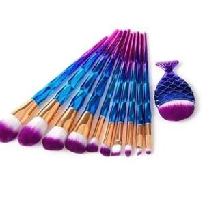Handle Makeup Brush Set with Big Fish Tail for Foundation Eyeshadow Lips (Pack of 12)