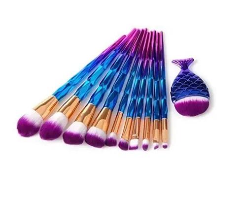 Handle Makeup Brush Set with Big Fish Tail for Foundation Eyeshadow Lips (Pack of 12)