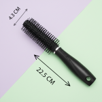 2 Pcs Hair Brush Comb Round Comb Twill with Wood Handle for Hair Drying Styling Curling (Black)