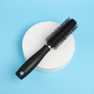 2 Pcs Hair Brush Comb Round Comb Twill with Wood Handle for Hair Drying Styling Curling (Black)