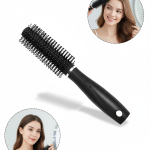 2 Pcs Hair Brush Comb Round Comb Twill with Wood Handle for Hair Drying Styling Curling (Black)