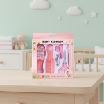 Baby Grooming Kit  Hair Brush, Comb, Nail Clipper, Scissors, and Nail Filer(6 Pieces/Unit) (Pink)