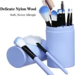 Glow Makeup Brush Set with Blue Storage Box (Pack of 12) 1 Pcs