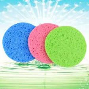 Compressed Facial Sponges, Cellulose Facial Sponges, Exfoliating Wash Round Face Sponge for Facial Cleansing 3 Pcs
