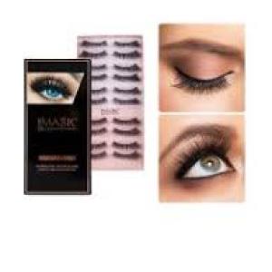 Professional Synthetic Fibers False Eyelashes, 3D Eyelashes Pack 10 Pairs of 1