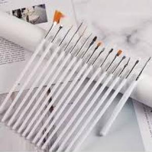 15 Pcs Cosmetic Nail Art Polish Painting Draw Pen Brush Tips Tools Set(White).