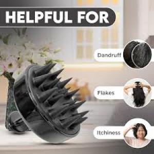 Scalp Massager Shampoo Brush |Natural Stone for Face Neck Healing Skin.(Black).1 Piece.
