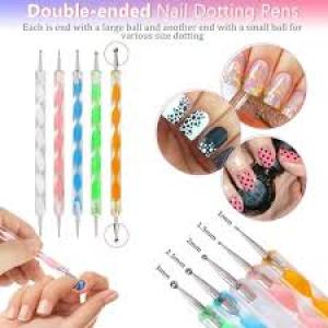 Pack of 5 Pcs Nail Art 2 way dotting Pen.