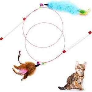 Cat Teaser Playing Stick Wooden Cat Wand Toy 1 Pcs