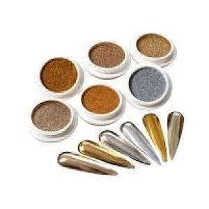 Powder, 2 Jars Nail Art Mirror Glitter Effect Chrome Pigment Powder Dust Gold Silver Chrome Nail Powder with Sponge Applicators