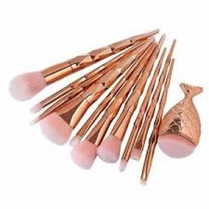 Diamond cut Handle Makeup Brush Set With Big Fish Tail For Foundation /Eyeshadow /Lips-11 Pieces