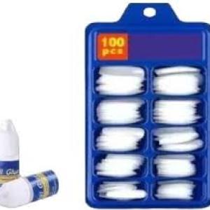Premium White Fake Nails Set of 100 with 2 Nail Glue.