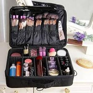 Professional 16 in 2 layer Makeup Case Organizer Bag for Women Travel Cosmetic Kit Storage
