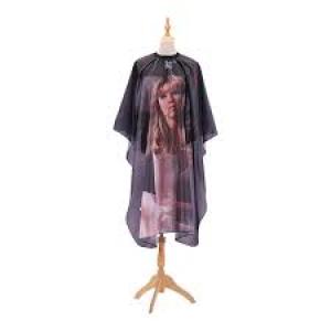 Professional Salon Cape Nylon Premium Printed Hair Cutting Cape Sheet (Black).1 Piece
