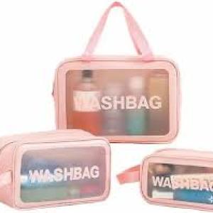 Make up Bag for Home & Travel, Toiletry Bag  (Set of 3 Light Pink)