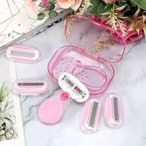 Portable Shaving ladie Razor Kit with 3 Blades, Multicolor 1 Piece
