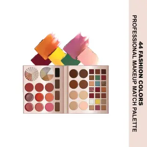 44-Color Shadow Palette - Highlighter, Contour, Blusher, Eyebrow, and Eyeshadow 1 Pcs